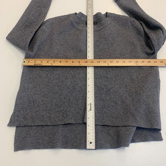 Zara Knit Sweater Womens M Medium Gray Split Seams High Low Cropped Pullover - Picture 6 of 11